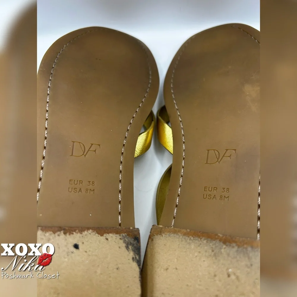 DIANE VON FURSTENBERG Gold & Animal Print Straps Cannes Sandals - Eur 38/USA 8M - Picture 6 of 7